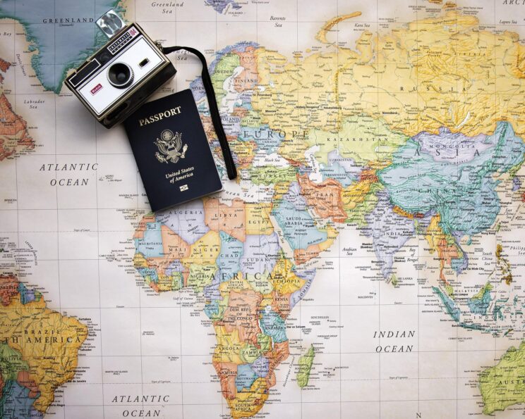 landkaart paspoort fototoestel
